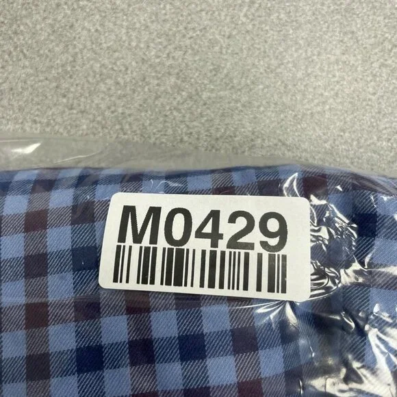 Izod Luxe Touch Men's L Modern Fit Blue Checkered Button-Up Dress Shirt M0429 - Picture 13 of 13